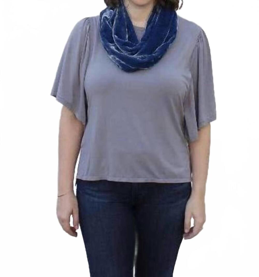 NEW DANA HERBERT silk velvet infinity scarf in delft blue